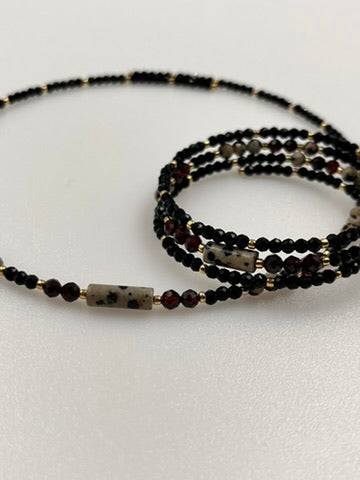 Choker z jaspisem dalmatyńskim i granatem