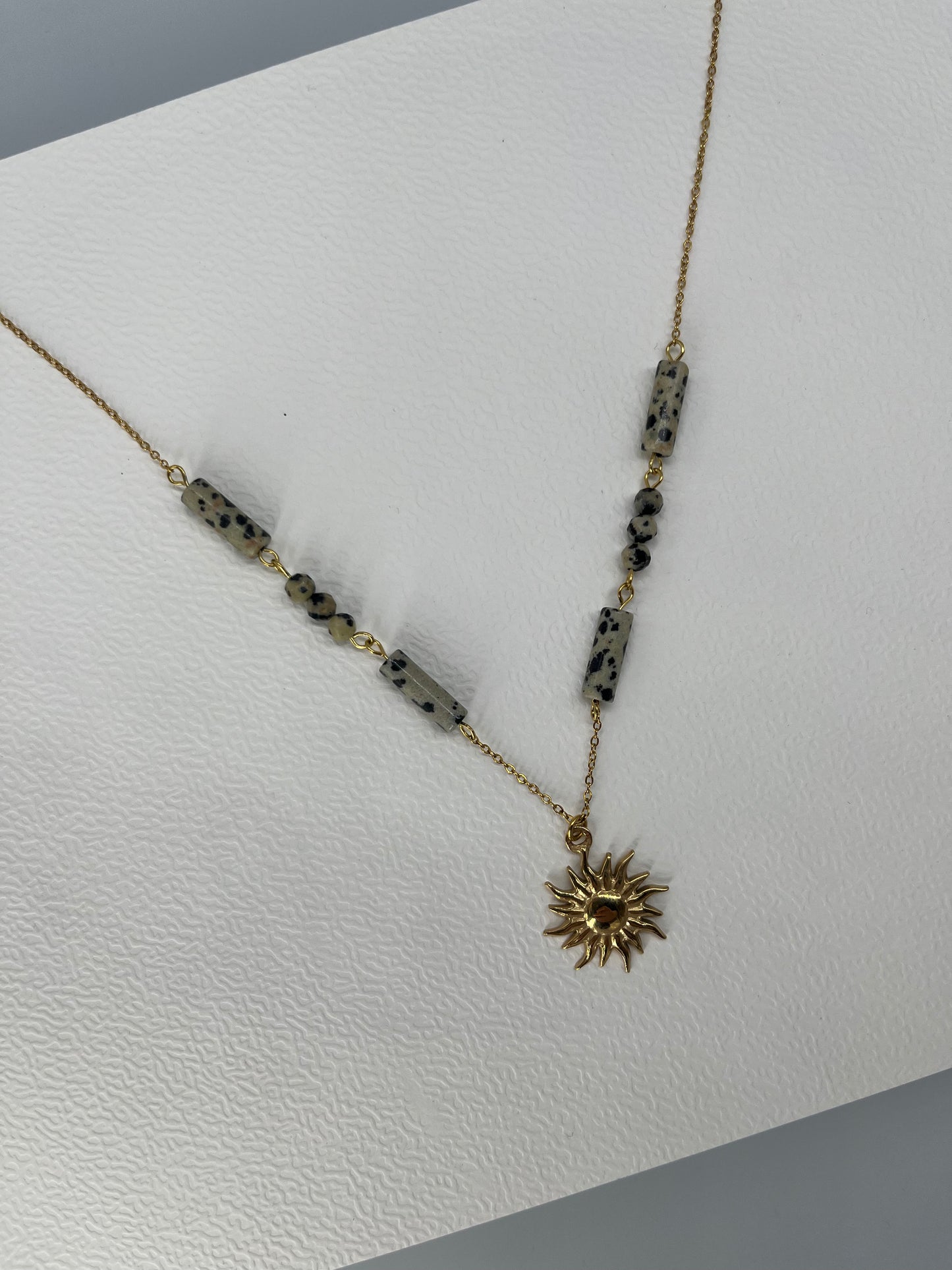Naszyjnik Słońce z jaspisami dalmatyńskimi