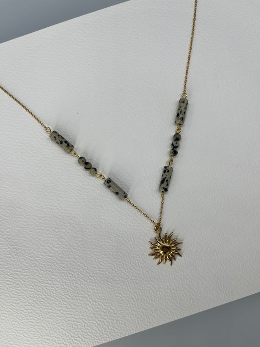 Naszyjnik Słońce z jaspisami dalmatyńskimi